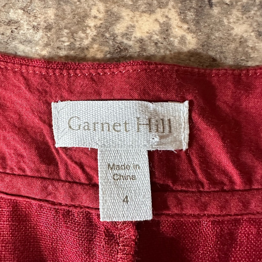 Garnet Hill Linen Embroidered Pocket Detail Dress Size 4 - Picture 5 of 6